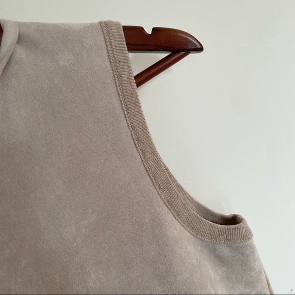 CALVIN Klein Long Waterfall Tan Faux Suede Drape Vest in Small - Picture 9 of 12